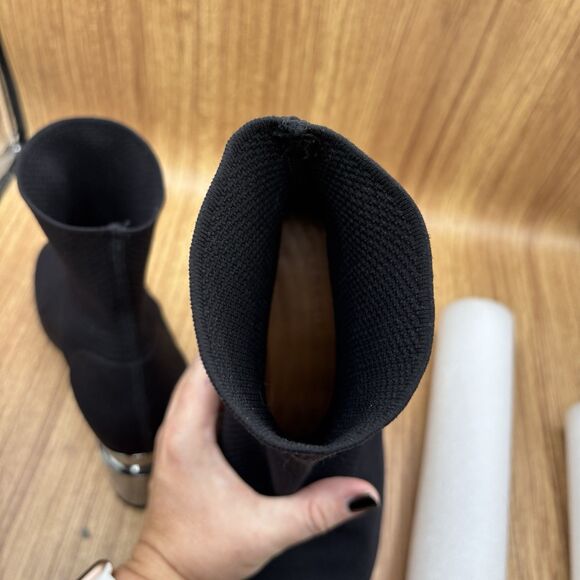 Robert Clergerie Keane Black Stretch Sock Booties EU 40/9.5 Mirrored Heel - Picture 11 of 12